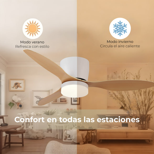 Ventilador de Techo con Luz LED y Aspas Reversibles