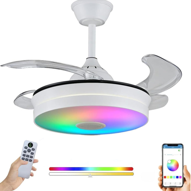 Ventilador de techo con Múscia y luz LED RGB