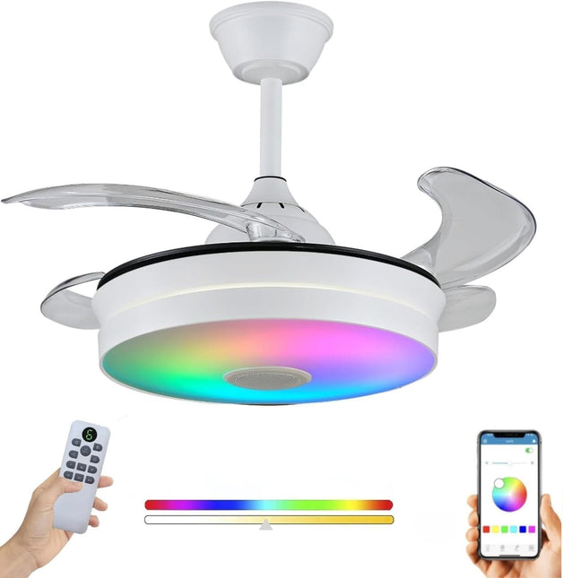 Ventilador de techo con Múscia y luz LED RGB