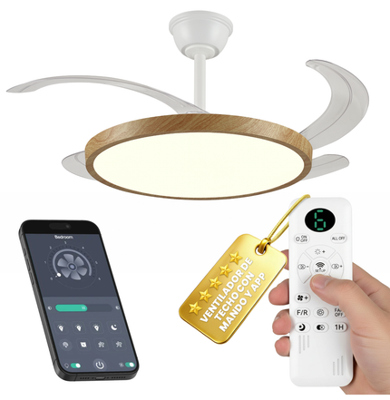 Ventilador de Techo Minimalista con luz LED y Retráctil