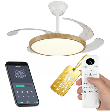 Ventilador de Techo Minimalista con luz LED y Retráctil