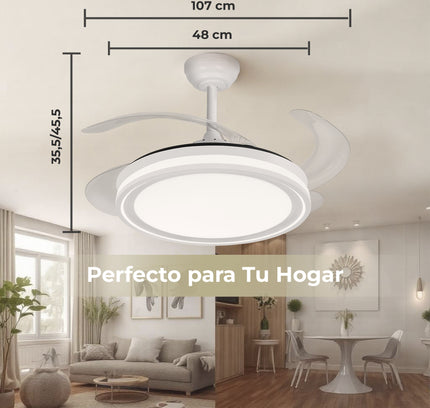 Ventilador de LED con Aspas Retráctiles de 107cm con 30W 4 Aspas