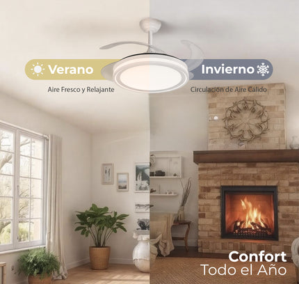 Ventilador de LED con Aspas Retráctiles de 107cm con 30W 4 Aspas