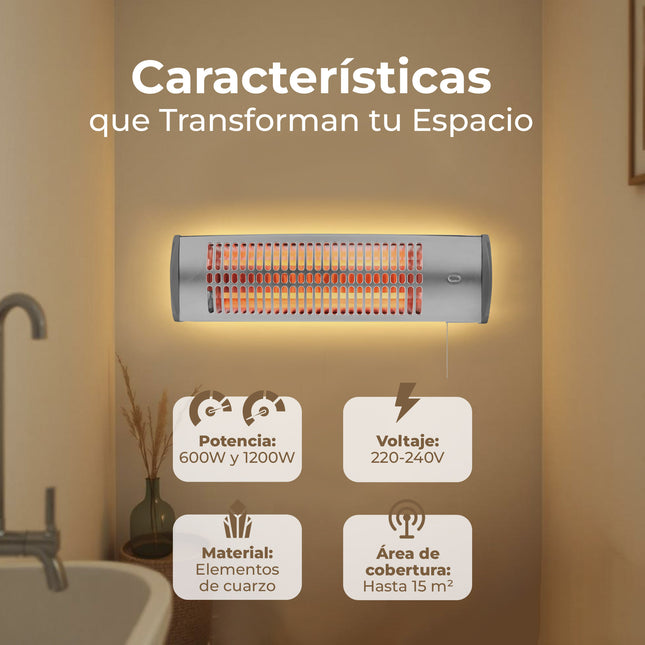 Calefactor de pared Tioman compacto de 53,5 cm de ancho