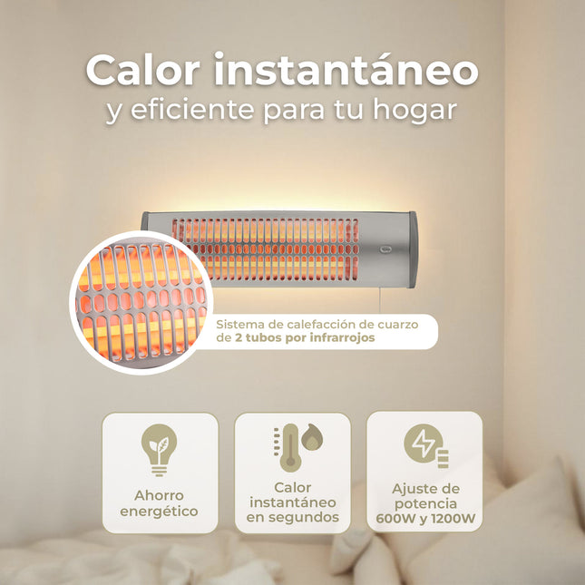 Calefactor de pared Tioman con 2 potencias: 600 y 1200 W