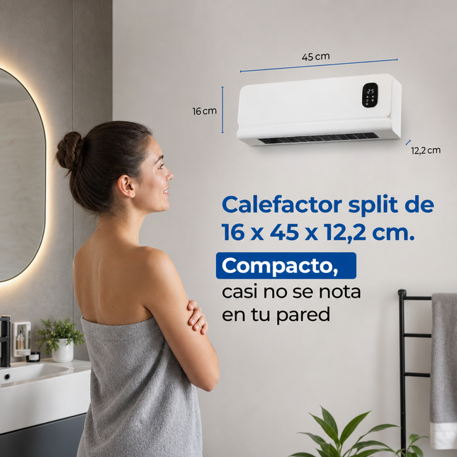 Split cerámico de pared Taxus de 2000 W que no ocupa espacio en el suelo