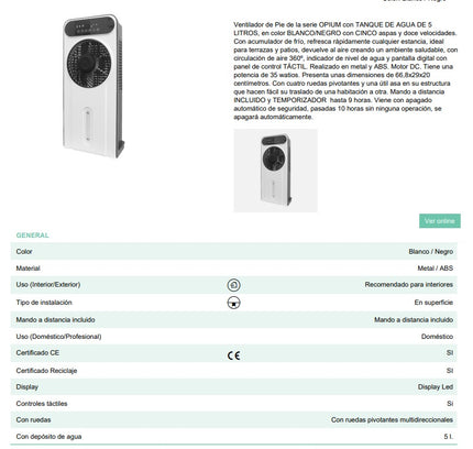 Ventilador Opium Blanco/negro