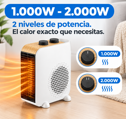Termoventilador eléctrico Trail de 2000 W para colocar en horizontal o vertical