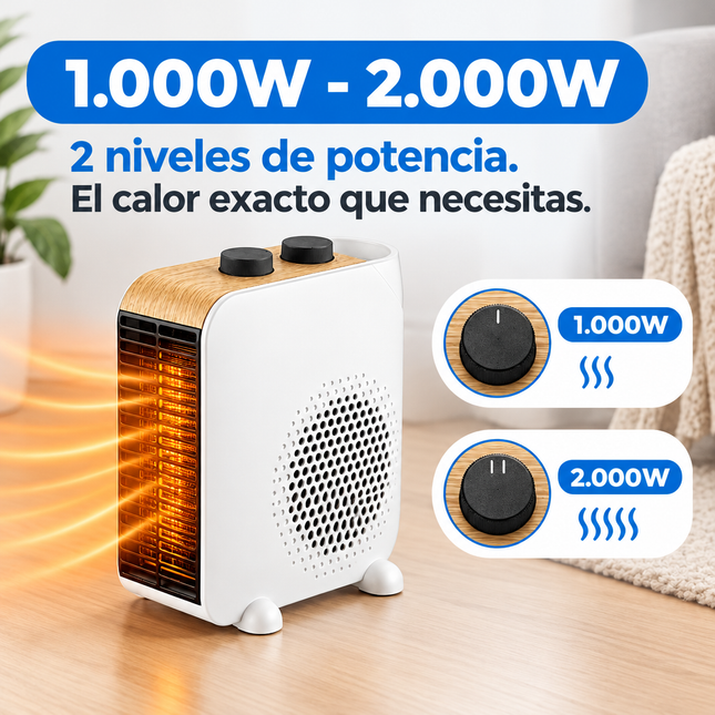 Termoventilador eléctrico Trail de 2000 W para colocar en horizontal o vertical