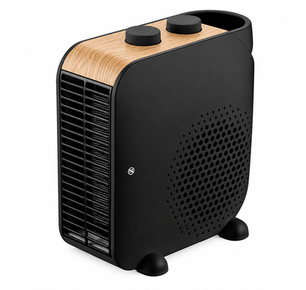 Termoventilador eléctrico Trail de 2000 W en color negro con termostato