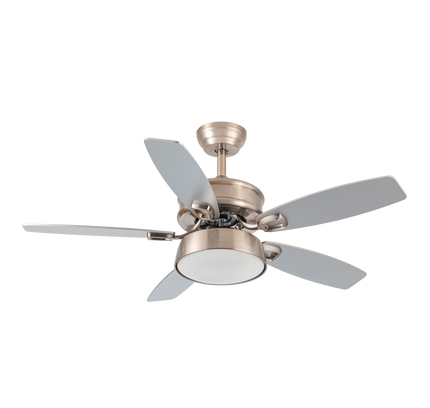 Ventilador de techo Braw en níquel con aspas plata y haya