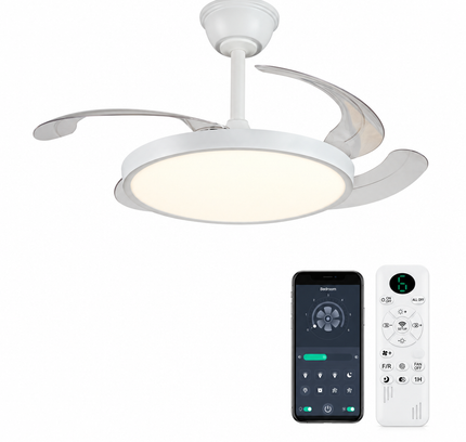 Ventilador de techo minimalista con luz LED y aspas retráctiles – FAN PROJECT