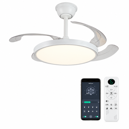 Ventilador de techo minimalista con luz LED y aspas retráctiles – FAN PROJECT