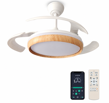 Ventilador de techo retráctil de 106 cm abierto en color madera – FAN PROJECT